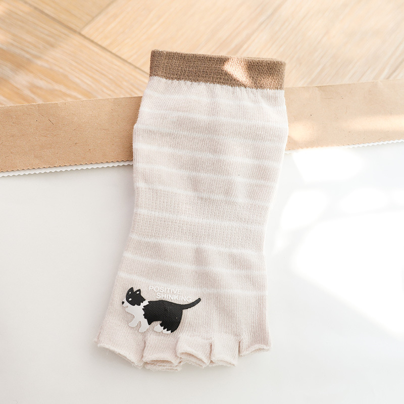 Toe Socks Female Cotton Summer Thin Section Duantong Toe Cartoon Puppy Absorbent Cotton Toe Socks